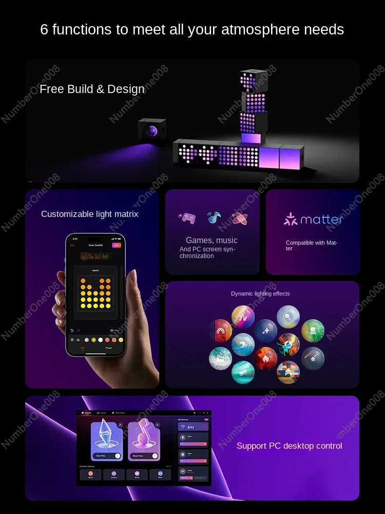 Yeelight Smart LED Cube Light Cube Dot Matrix Colorful Color Changing Desktop Ambience HomeKit