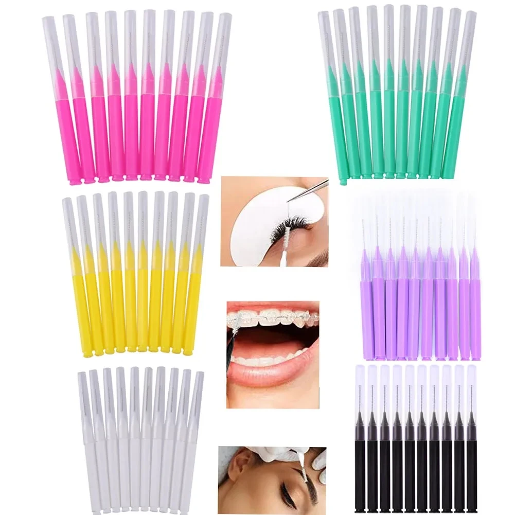 20Pcs Disposable Brow Lifting Brushes Brow Perm Brush Mini Eyebrow Brush Bendable Micro Eyelash Brush Applicators Makeup Tools