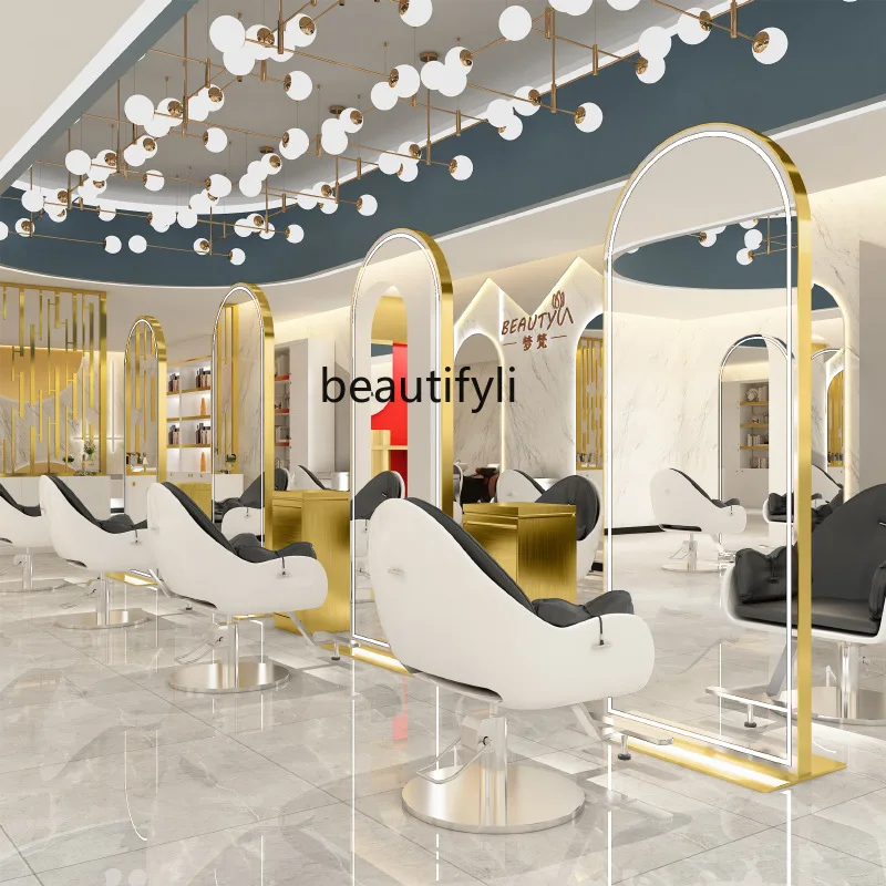 

Specchio per parrucchiere, pavimento da tavolo, taglio di capelli di bellezza con specchio per taglio di capelli leggero, tutto