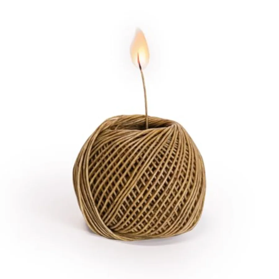 Mechas de Cáñamo Orgánicas - 250 PIES, Mechas de Cáñamo Recubiertas de Cera de Abeja Totalmente Natural, de Combustión Lenta, Perfectas para Fabricación de Velas, Fumadores y Manualidades - 1mm