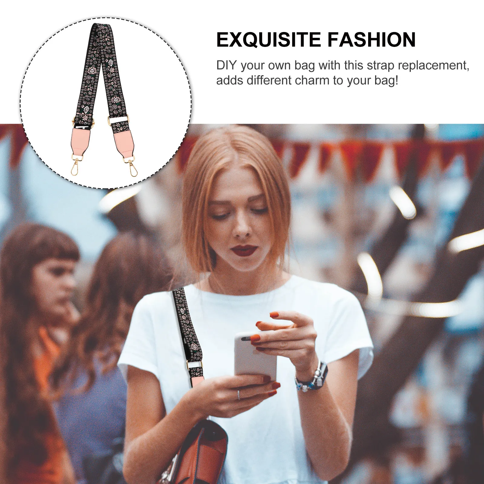 

Регулируемый ремень для сумки с цветочным принтом, 1 шт., сменный ремень для сумки через плечо, широкий, удобный аксессуар для женщин, модный.