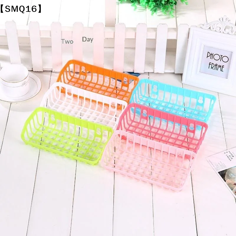 Double Suction Cup Kitchen Sink Drain Basket Hollow Plastic Sponge Storage Rack Wall Mounted Multifunctional Organizer【SMQ】