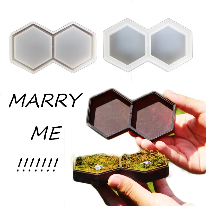 

DIY Ring Storage Box Resin Mold Shiny Hexagon Honeycomb Combined Storage Boxes Jewelry Tool