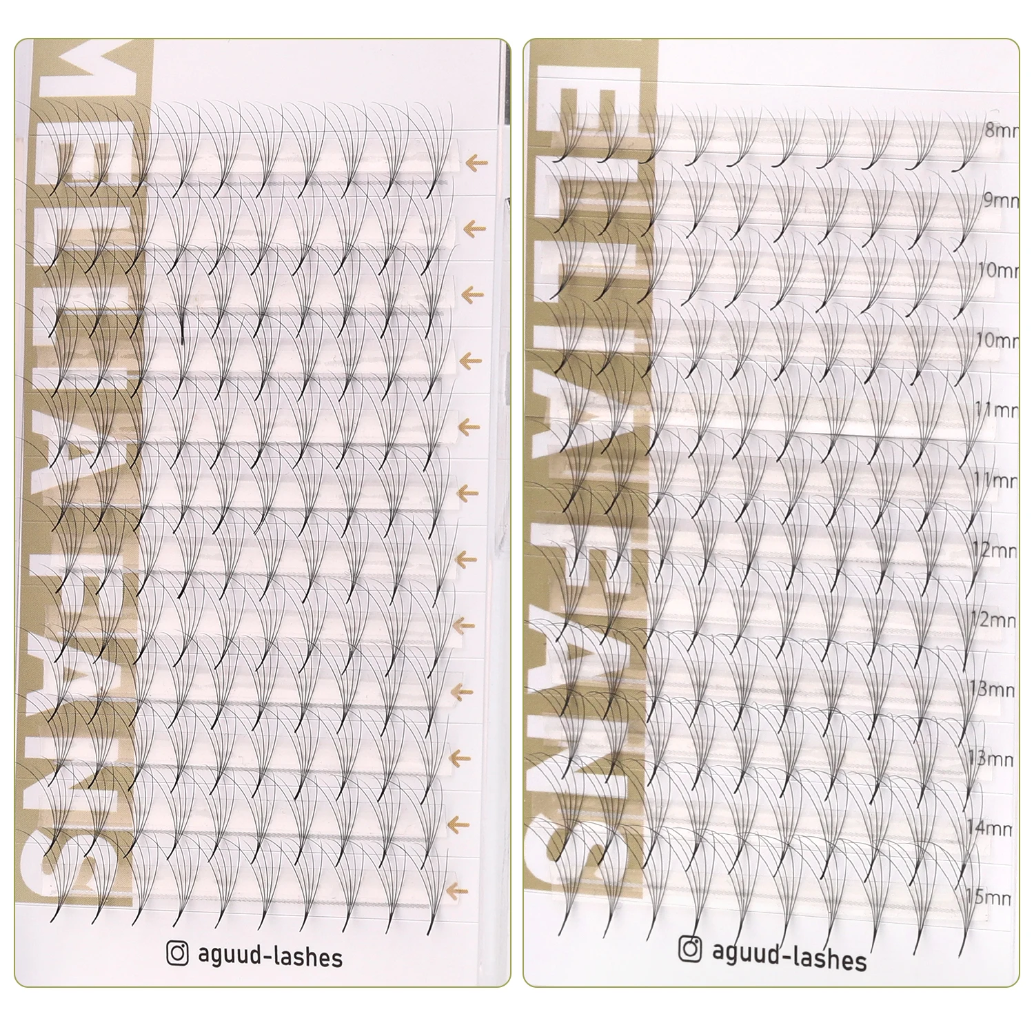 AGUUD Camellia Lashes, vorgefertigte Volumenfächer, 5D, 8D, 10D, spitze Basis, mittlerer Stiel, künstliches Nerzvolumen, Kamelie, blühende Wimpernfächer – Detail 13