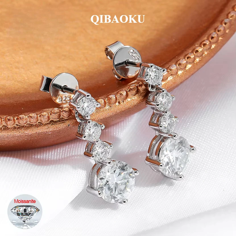 QIBAOKU D Color Moissanite Drop Earrings S925 Silver For Women Lab Diamonds Long Tassel Earrings Wedding Gifts Jewelry 2026