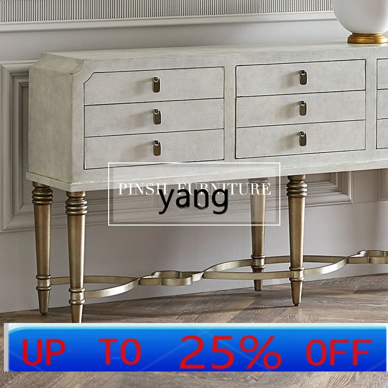 

CX Country Light Luxury Metal Chest of Drawers Villa Living Room Hallway Cabinet Solid Wood Decorative Side Cabinet Storage