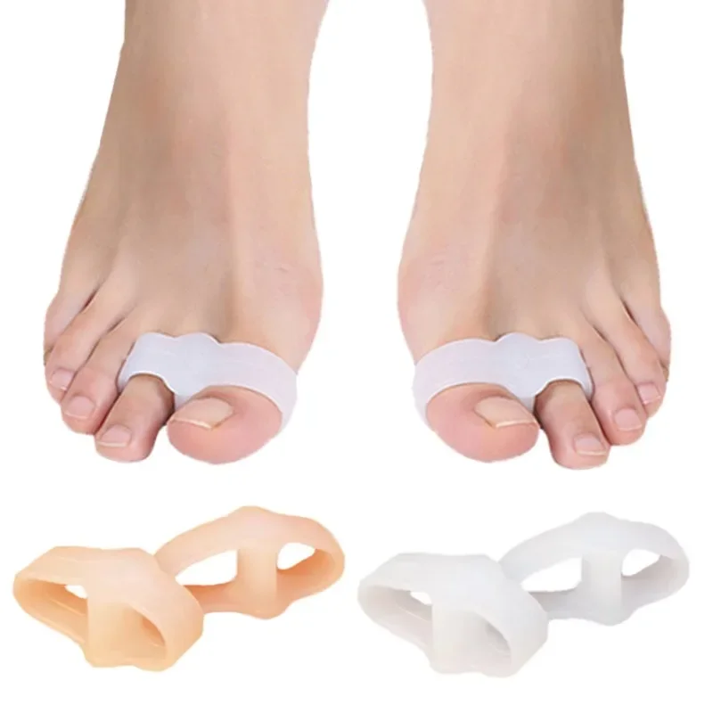 2pcs=1pair Silicone Two Hole Toe Separator Gel Foot Finger Protector Bunion Orthopedic Hallux Valgus Guard Straightener Pedicure