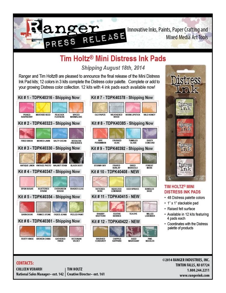 Ranger Mini Stamp Pad with 4 Colors Distress/used As Ink Stamp/brush Card Background/can Be Used As Watercolor Color for Paper