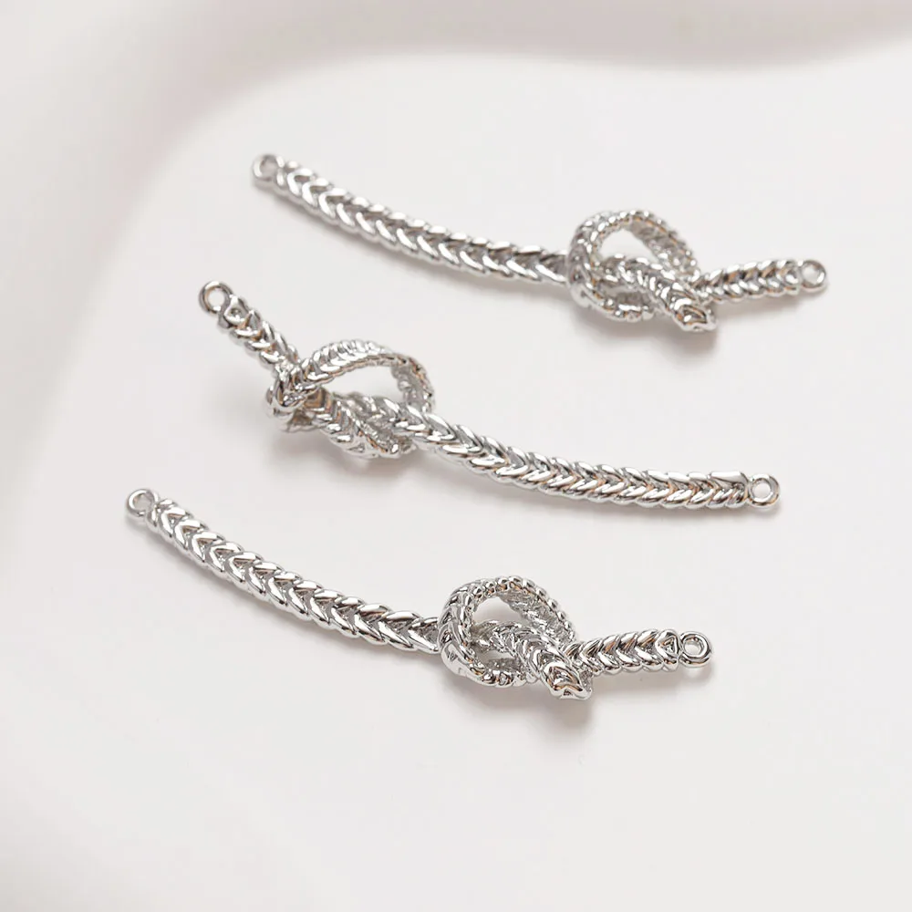 2PCS Knot Shape Connectors Charms for Jewelry Making Necklace DIY Hand Made Brass 14k Gold Plated Accessories 9.5*50mm