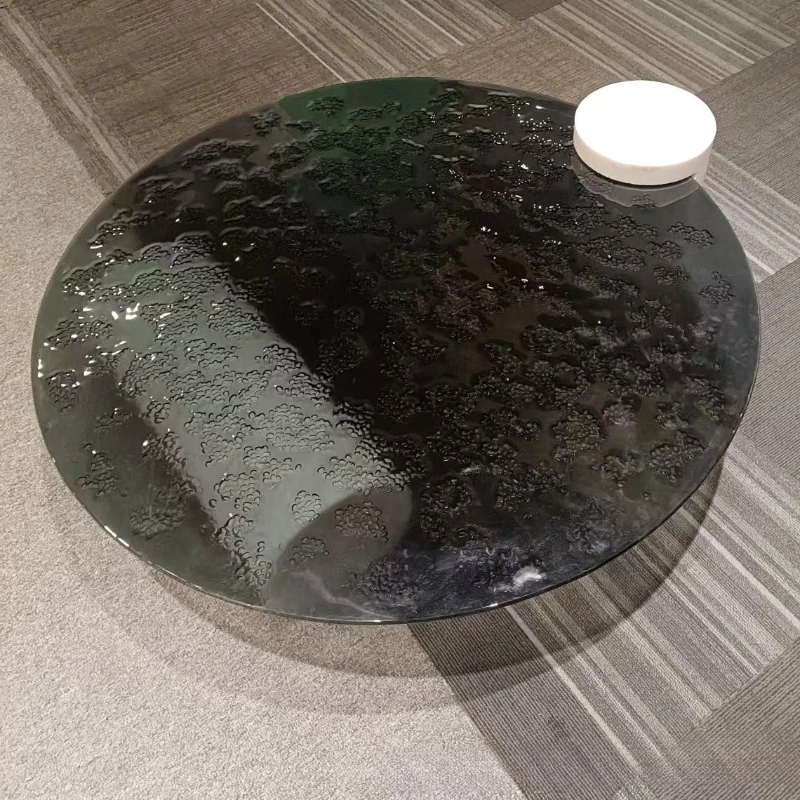 大理石の水紋コーヒーテーブル、ホットメルトラウンドガラスのモダンなシンプルさ