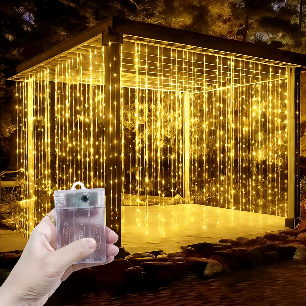 8 Lighting Modes Party Wedding Garland Curtain LED String Light Fairy Lamp Battery Festoon for Bedroom Home Christmas Decoration