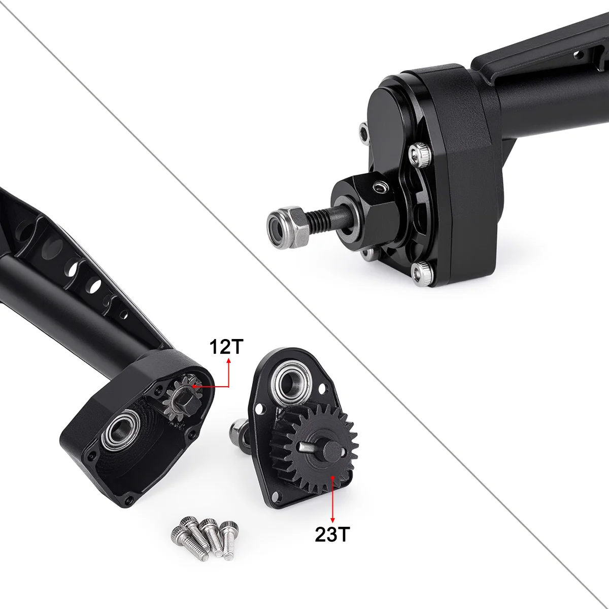 Front & Rear Portal Axle Set with Hardened Steel Gears for Axial 1/10 Capra 1.9 UTB Rock Crawler Upgrade Parts - view 3