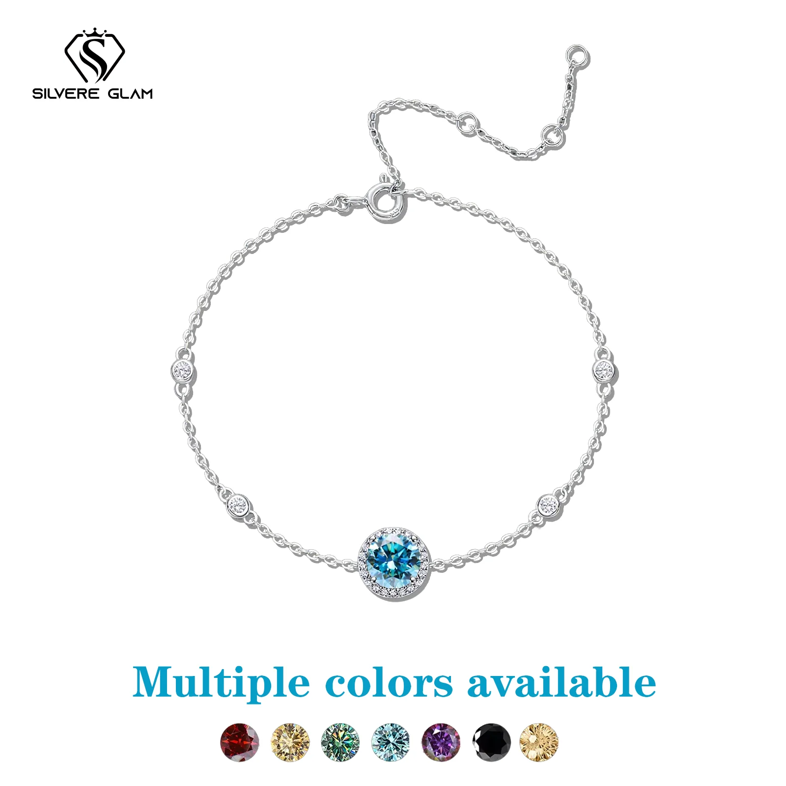 

TY D VVS1 All Moissanite Bracelets for Women 1ct Round Lab Diamond GRA S925 Sterling Silver Plated 18k Dainty Bracelet