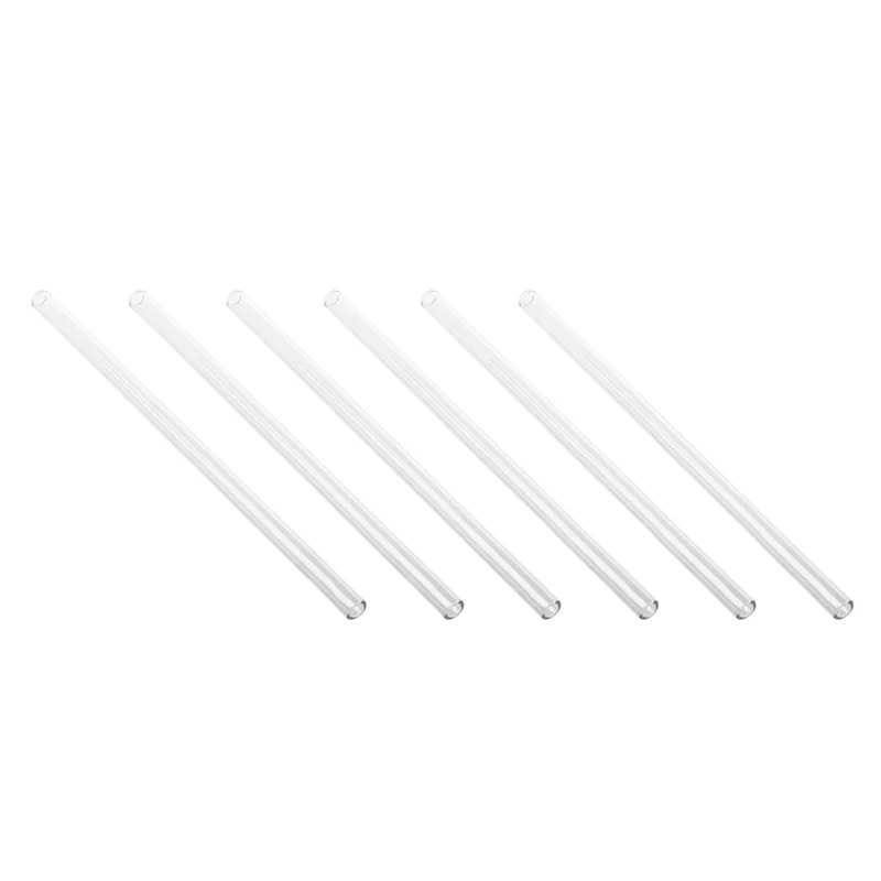 

6X High Borosilicate Glass Drinking Straw Wedding Birthday Party Diameter 8Mm Length 7 Inches , Transparent-ABQU