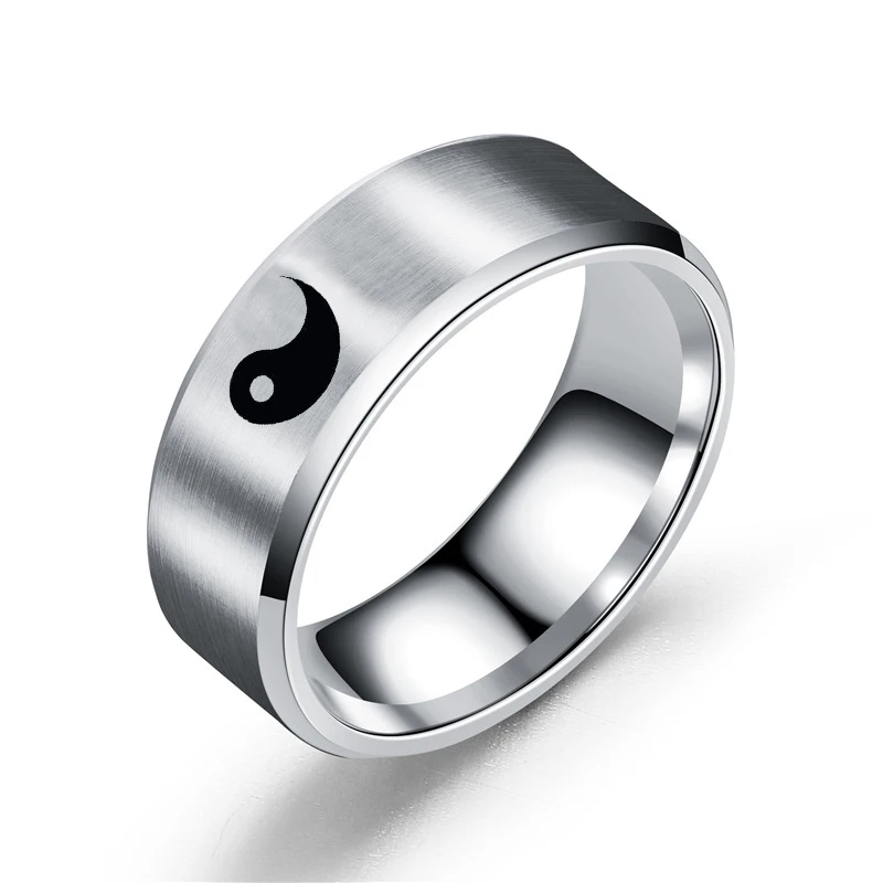 Stainless Steel Yin Yang Tai Chi Couple Ring Vintage for Teens Rings on Phalanx Men's Finger-ring Signet-ring Women's Man