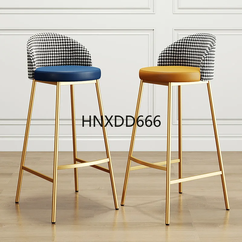 Luxury Retro Counter Barstool Restaurant High Chair Metal Base Bar Stool High Chair for Home Kitchen Bar