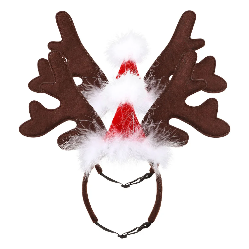 

2Pcs Holiday Christmas Pet Antlers Headband Reindeer Dog Cat Accessories Soft Comfortable Deer Ears Hair Hoop Party