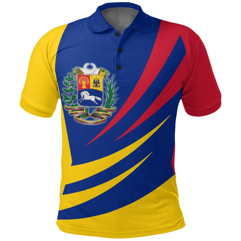 Venezuela Flag Map 3D Print Polo Shirts For Men Casual VEN Sport Jersey National Emblem POLO Shirt Coat Of Arms Short Sleeve Top