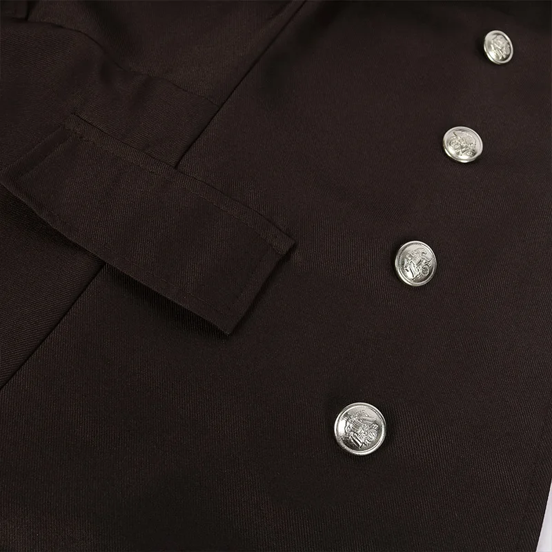 Mittelalterliches Piratenkostüm für Herren, Steampunk-Trenchcoat, Gothic-Smokingjacke, viktorianischer Karnevalsparty-Cosplay-Mantel – Detail 15