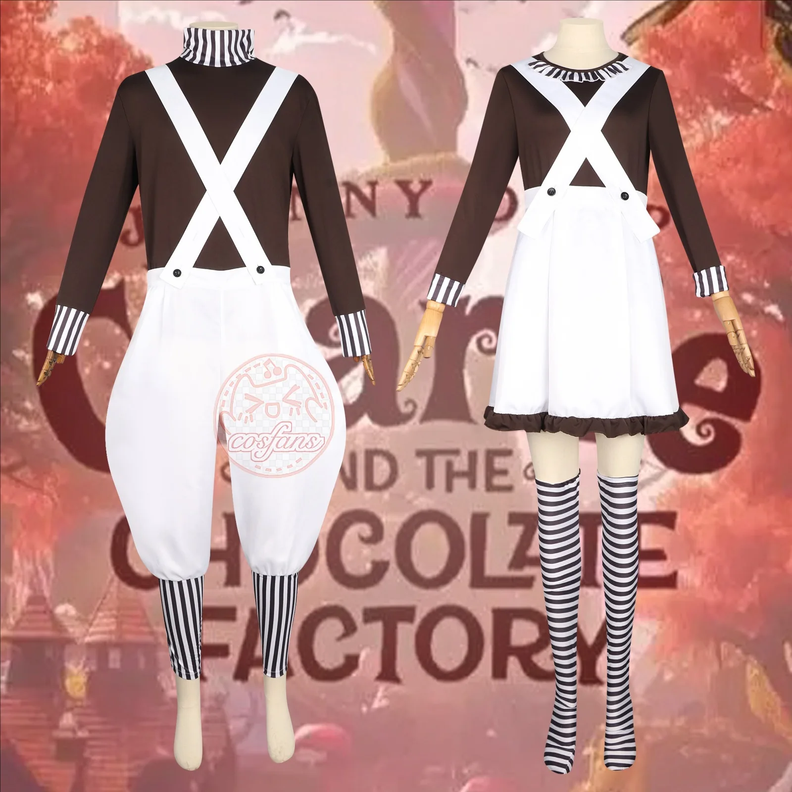Movie Charlie Chocolate Factory Cosplay Costume Halloween Children's Day COS Performance Costumes Party Top Camisole Pants Set