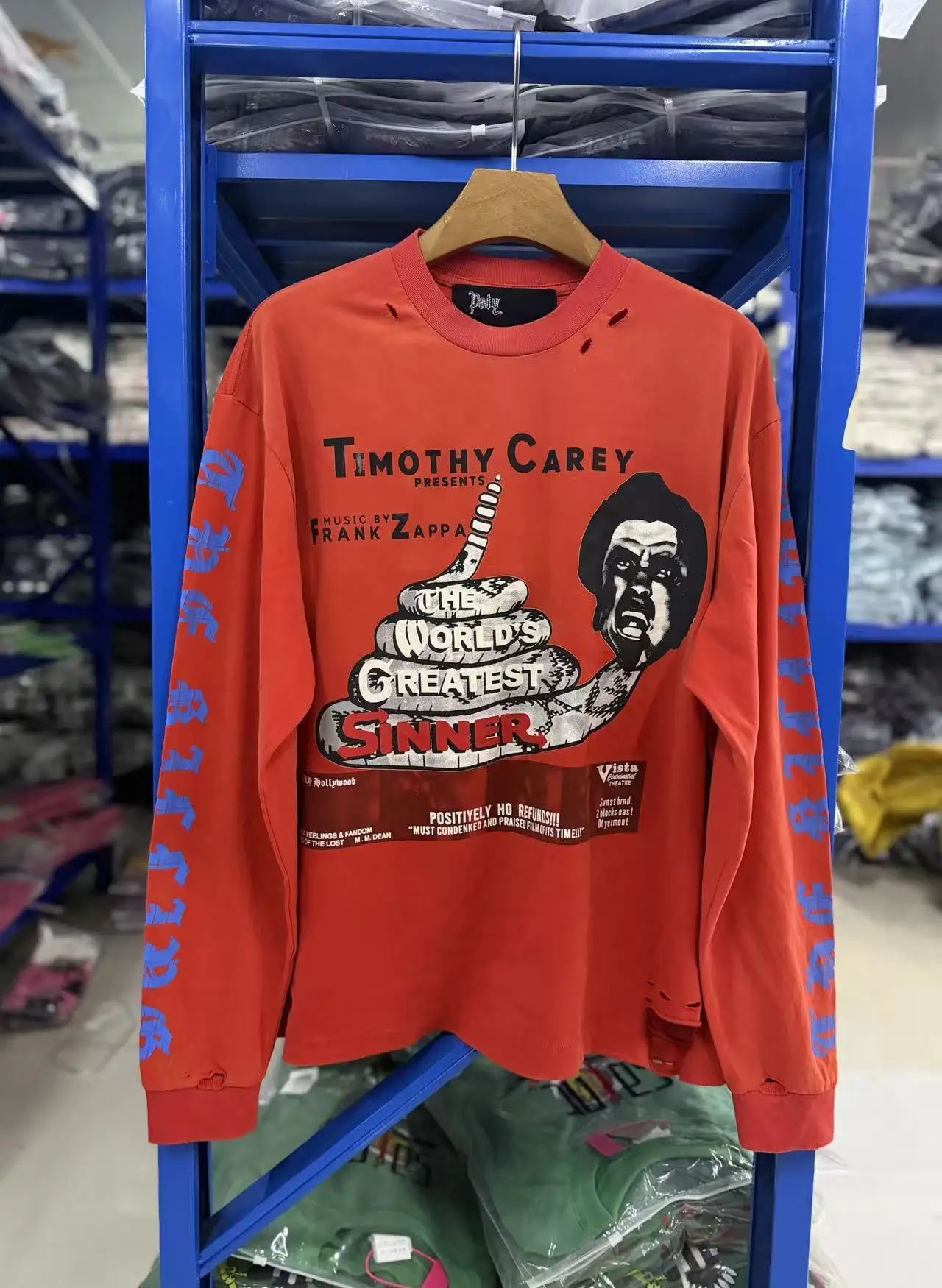New Men paly Washed Red Ripped‌ holes T Shirts T-Shirt Hip Hop Skateboard Street Cotton T-Shirts Tee Top US size A108