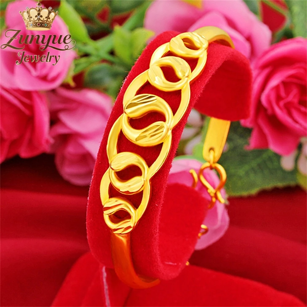 

Sand Gold Hollowed-Out Wave Flower Bracelet Luxury Quality Jewelry Handicraft Fashion Jewelry Exquisite Popular Elegant Charms