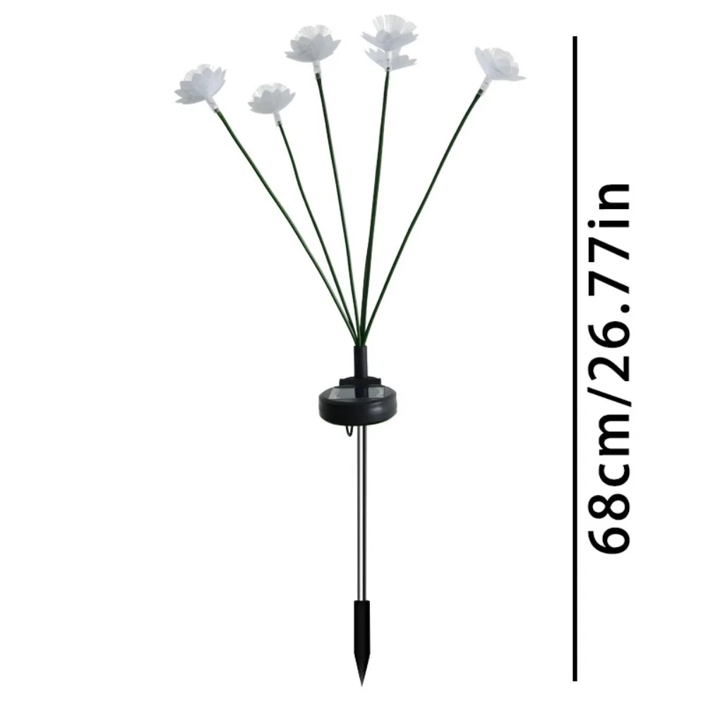 Decoração à prova dwaterproof água solar fibra óptica flor fibra óptica 6 cabeças decoração do gramado lâmpada simulação flor gramado luzes da noite ao ar livre