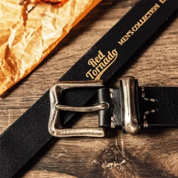 Red Tornado Rugged Style Men's Full Grain Leather Belt For Jeans Casual Pants Black