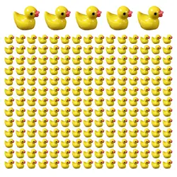 100pcs Resin Mini Duck Miniature Figurines Ornaments Decor Yellow Animal Garden Crafts Tiny Duck Landscape Plants
