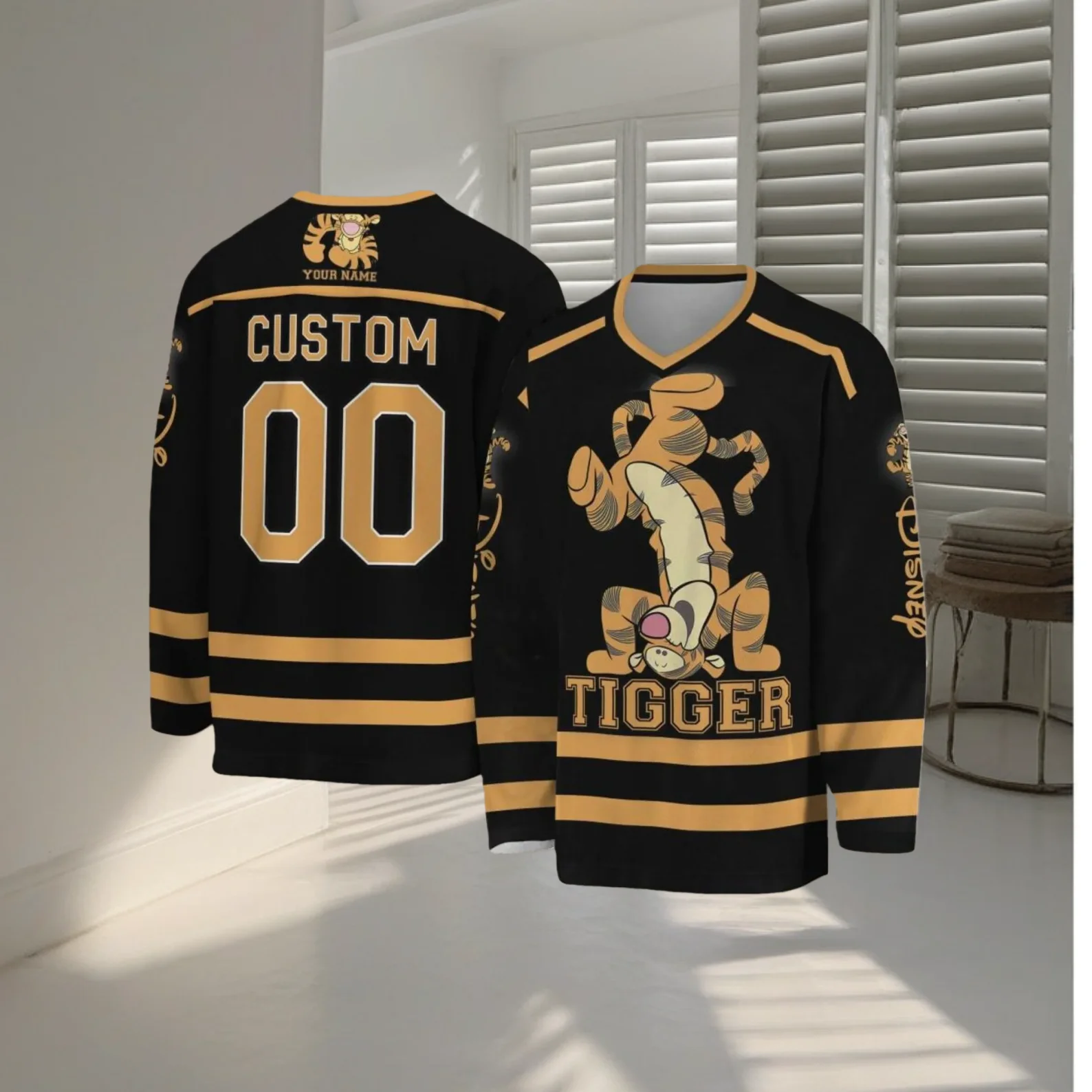 ديزني ويني ذا بوه هوكي الجليد جيرسي ثلاثية الأبعاد طباعة الرجال المرأة طويلة الأكمام البلوز موضة Eeyore فريق هوكي رياضي جيرسي #2