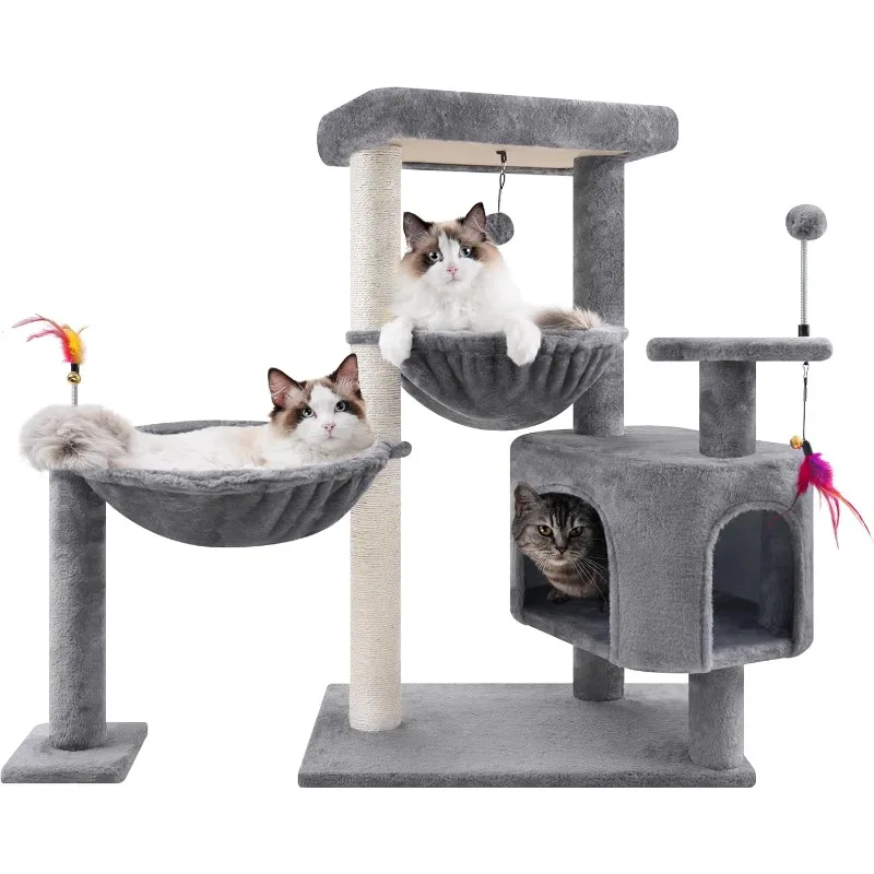 

YOUPET 33.46" Cat Tree Tower with Cat Condo and Scratching Post for Indoor Cats, Activity Center Cat Furniture