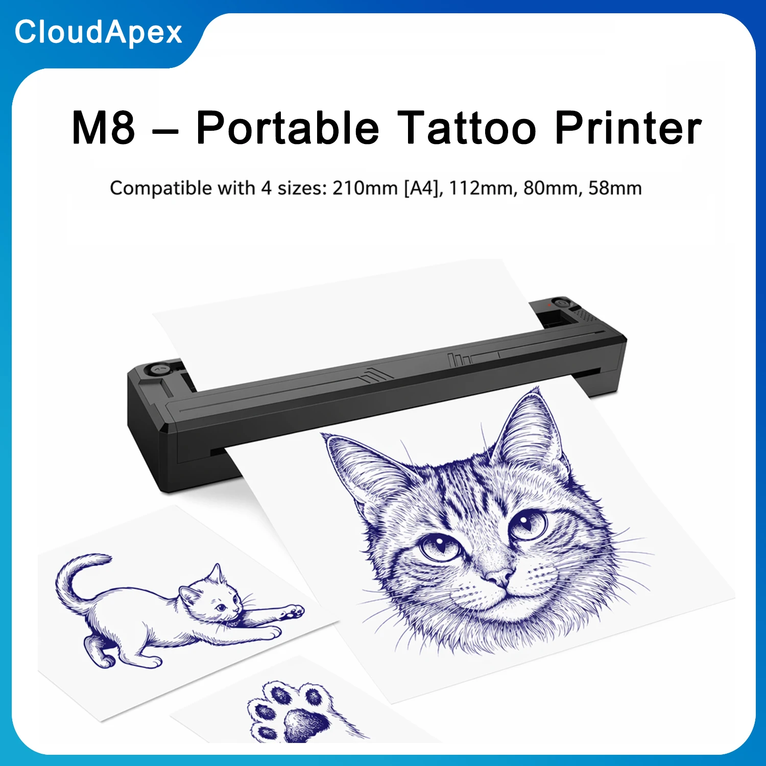 Wireless Tattoo Printer Bluetooth Tattoo Stencil Thermal Transfer Machine Compatible with Smartphone & PC
