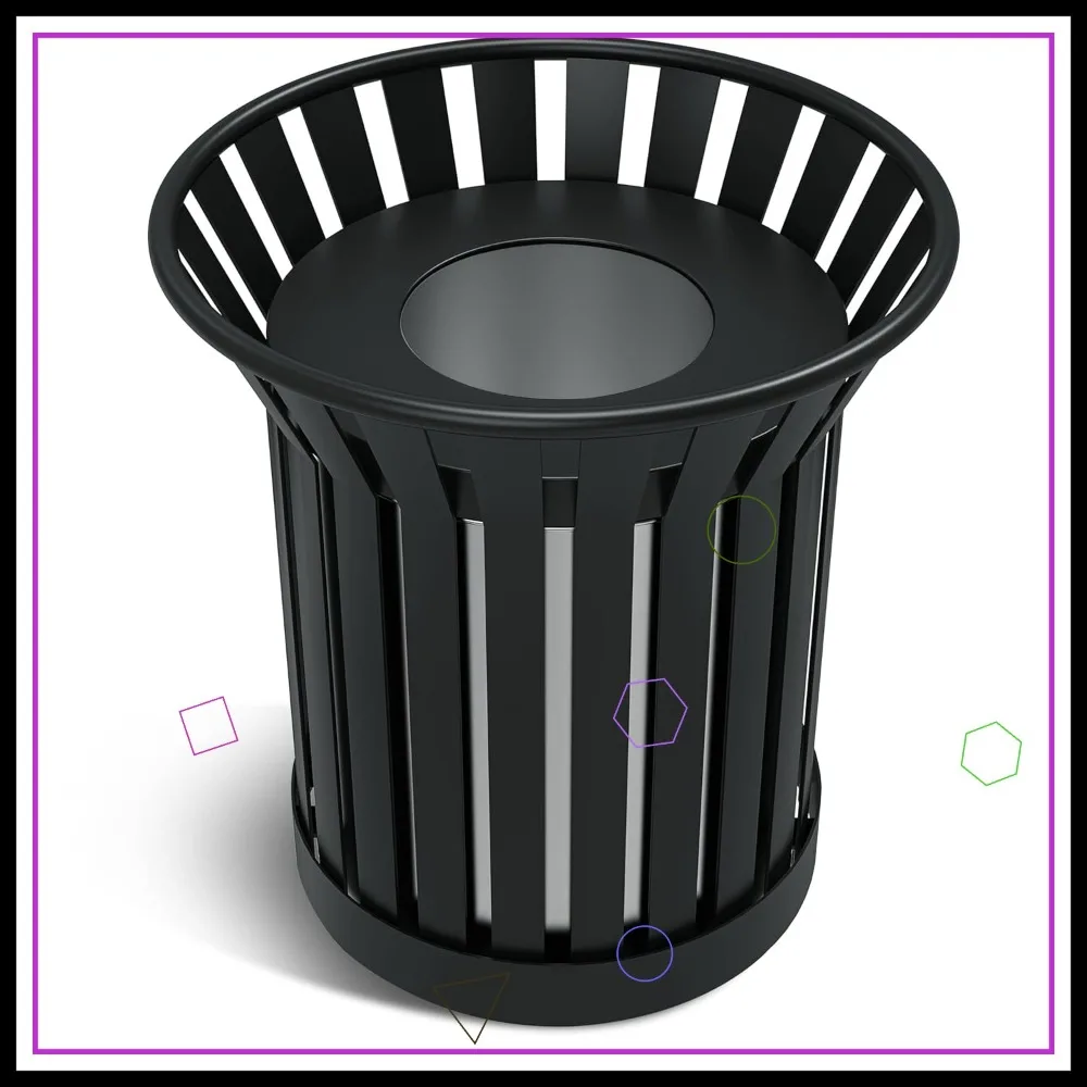 

60-литровый уличный мусорный бак повышенной прочности с крышкой и вкладышем, всепогодный металлический контейнер для мусора для парков, школ, общественных мест