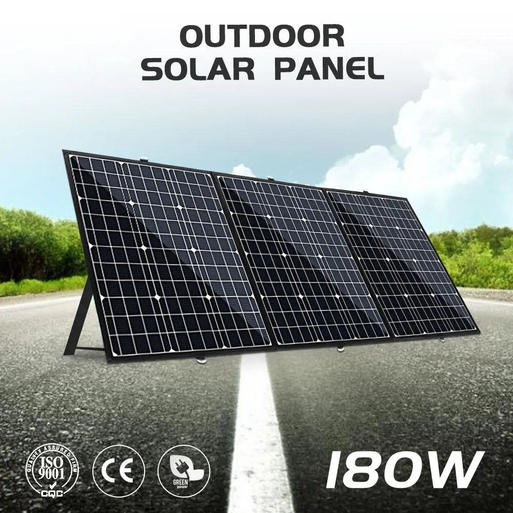 180W Foldable Solar Panel with Water Resistant Mono-Crystalline Battery Charger for outdoor use