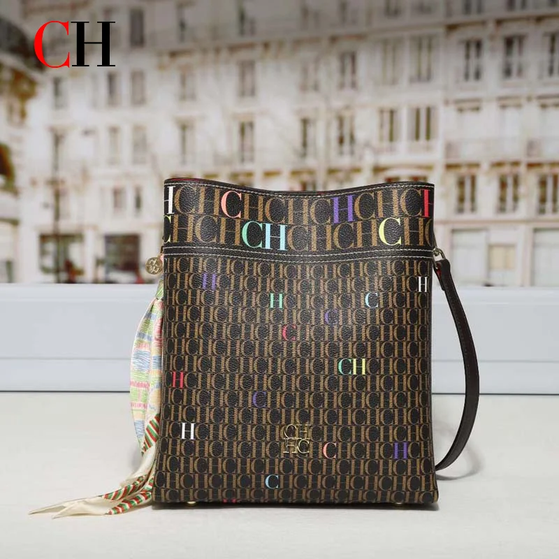 CH Women Vintage Crossbody Bag With Decor Silk Scarf Large Capacity Shoulder Bag Luxury Designer Daily Shopping Messenger Purse - view 2