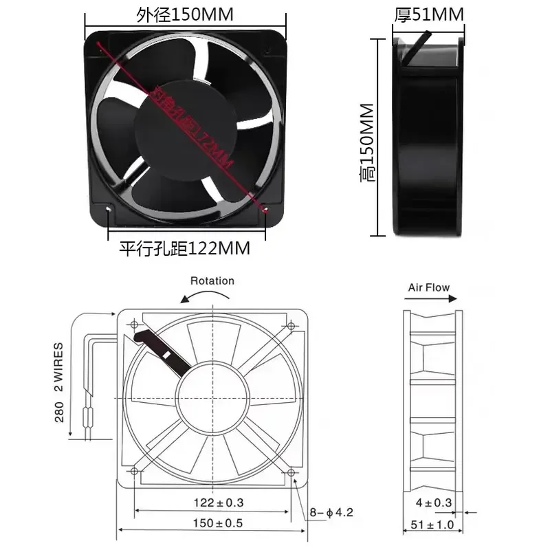 For SUNON Jianzhun YD15050HBL 15050 12V 24V Cabinet Chassis Distribution Box DC Cooling Fan