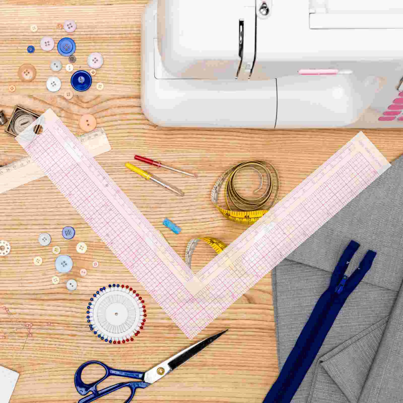 2 Pcs Clothing Pattern Making Ruler Handmade Professional Sewing Tailor Box Clothes Plastic for