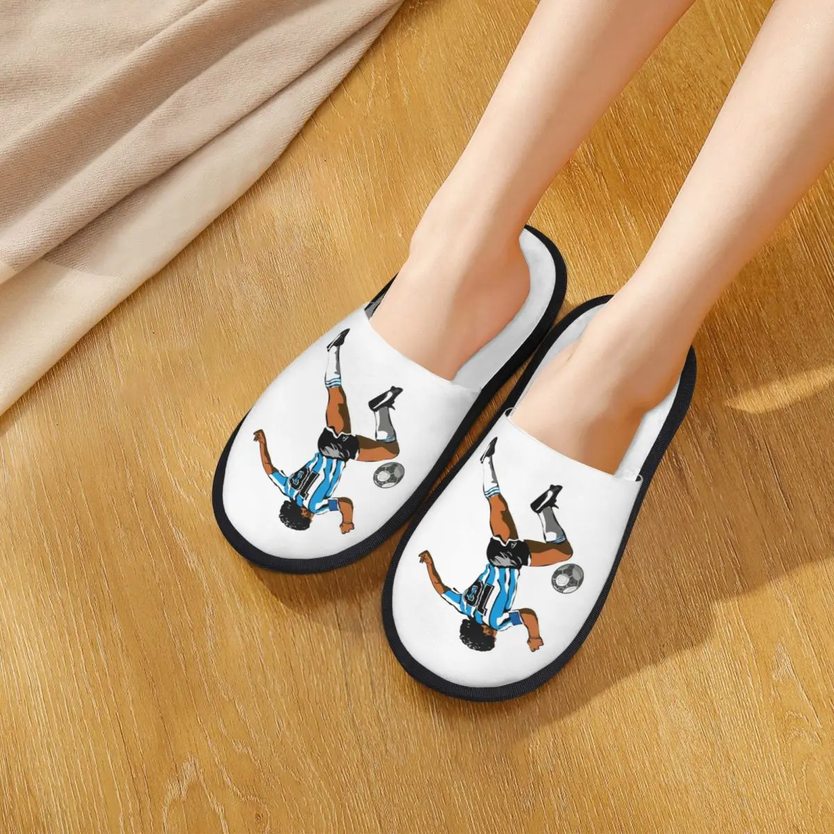 مخصص El Diego_41 Maradona الأرجنتين لكرة القدم النعال رغوة الذاكرة الدافئة لينة النساء شبشب منزل غرفة نوم رقيق الأحذية