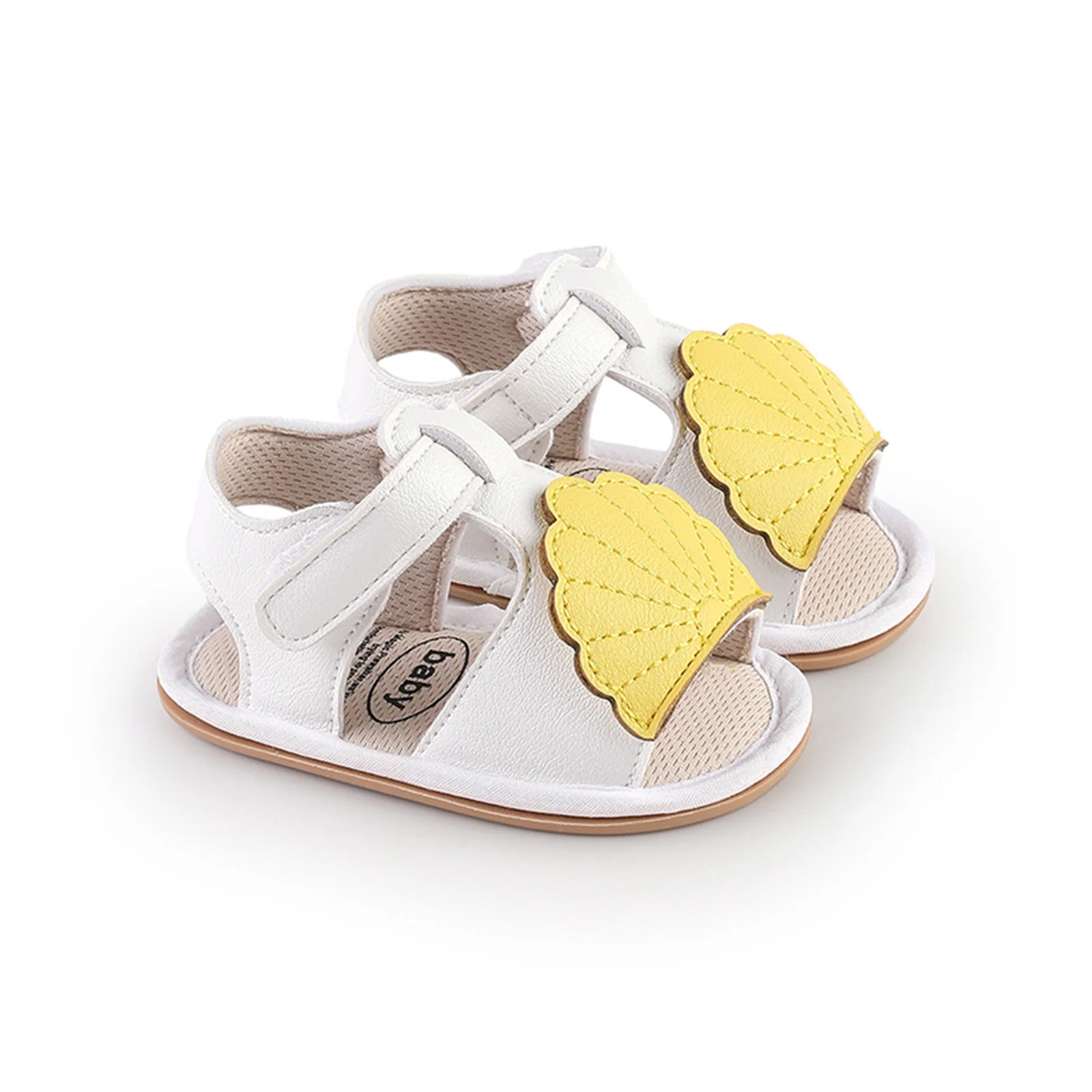 Baby Girls Summer Sandals Cute Shell Open Toe Anti-Slip Soft Sole Flats Walking Shoes for Toddler Newborn