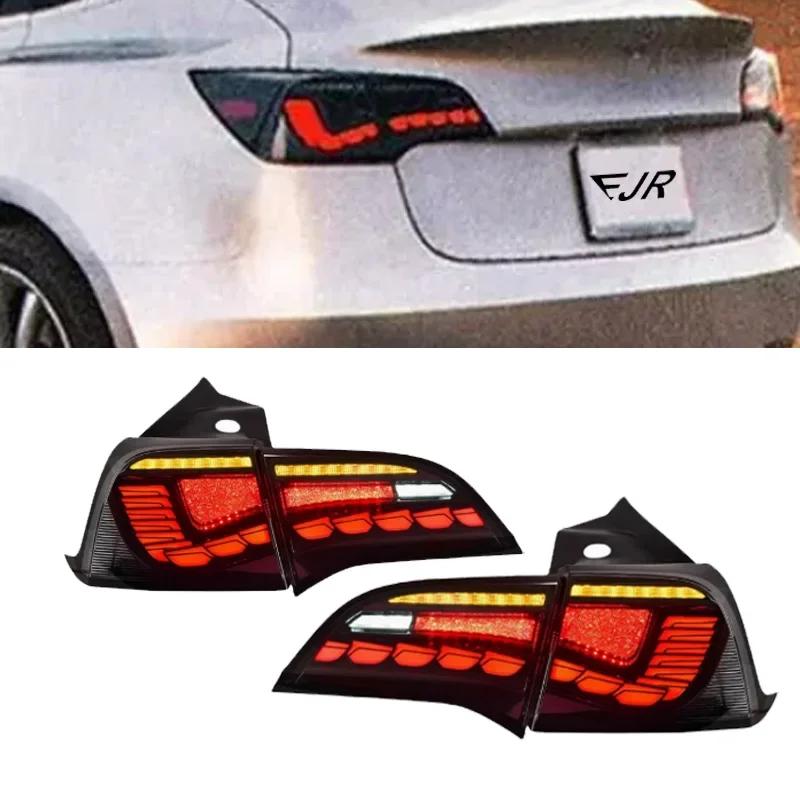 1 Set LED Dragon Scale Tail Light For T-esla Model 3 / Y - Fashionable, Improving Vehicle Visibility