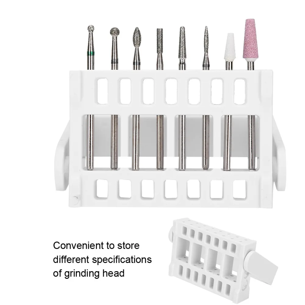 Lot de 2 supports de présentation en ABS pour embouts de ponceuse à ongles, 16 trous, pour outils de manucure, réglables, pour salon professionnel
