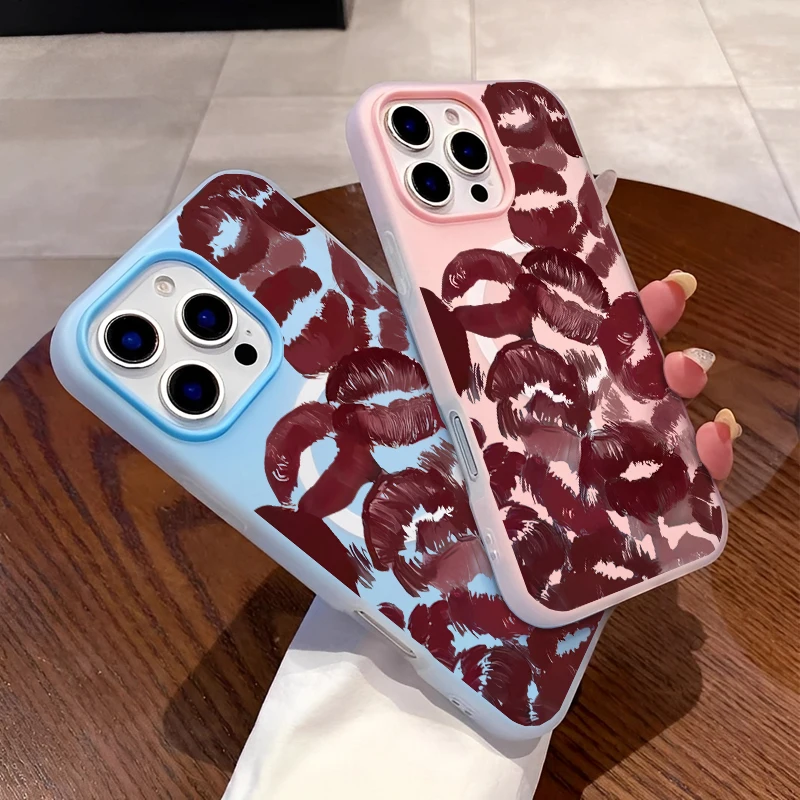 

Модный полноэкранный сексуальный пылающий пламя с красными губами чехол для телефона IPhone 16 15 14 13 12 11ProMax силиконовый противоударный чехол для телефона