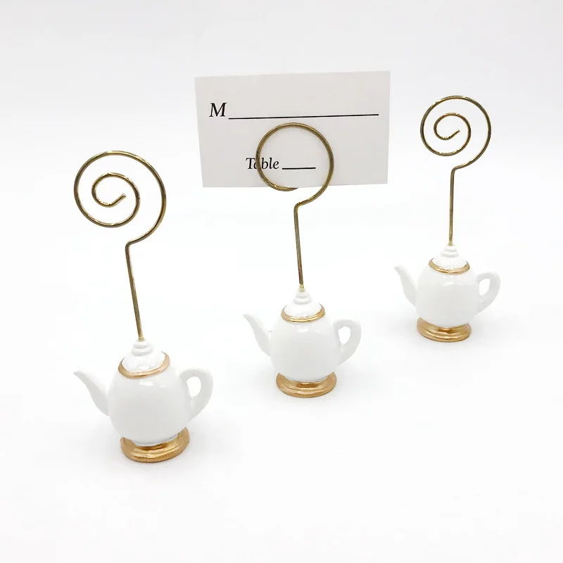 

Free shipping 10pcs/lot wedding party decoration Teapot and Cup Place Card holders Wedding Souvenir