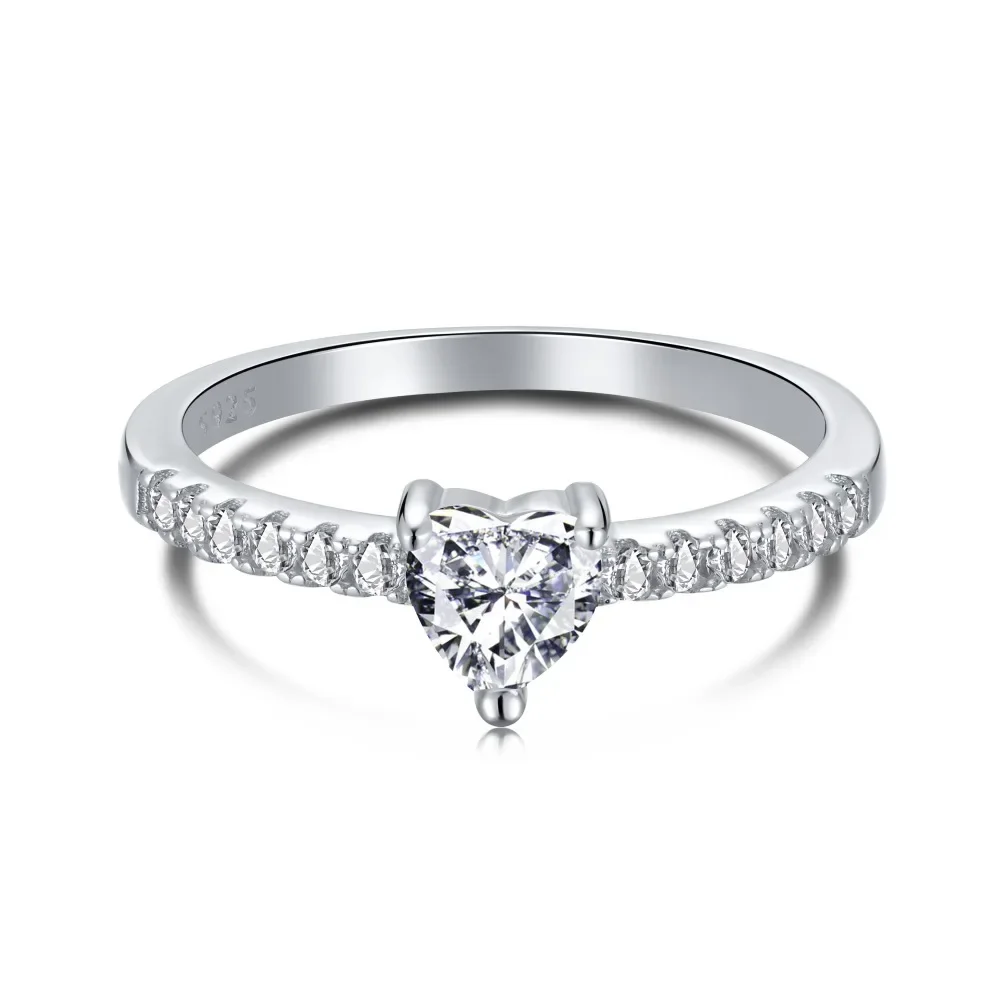 S925 European and American women's pure silver ring luxury and minimalist imitation diamond wedding jewelry wholesale