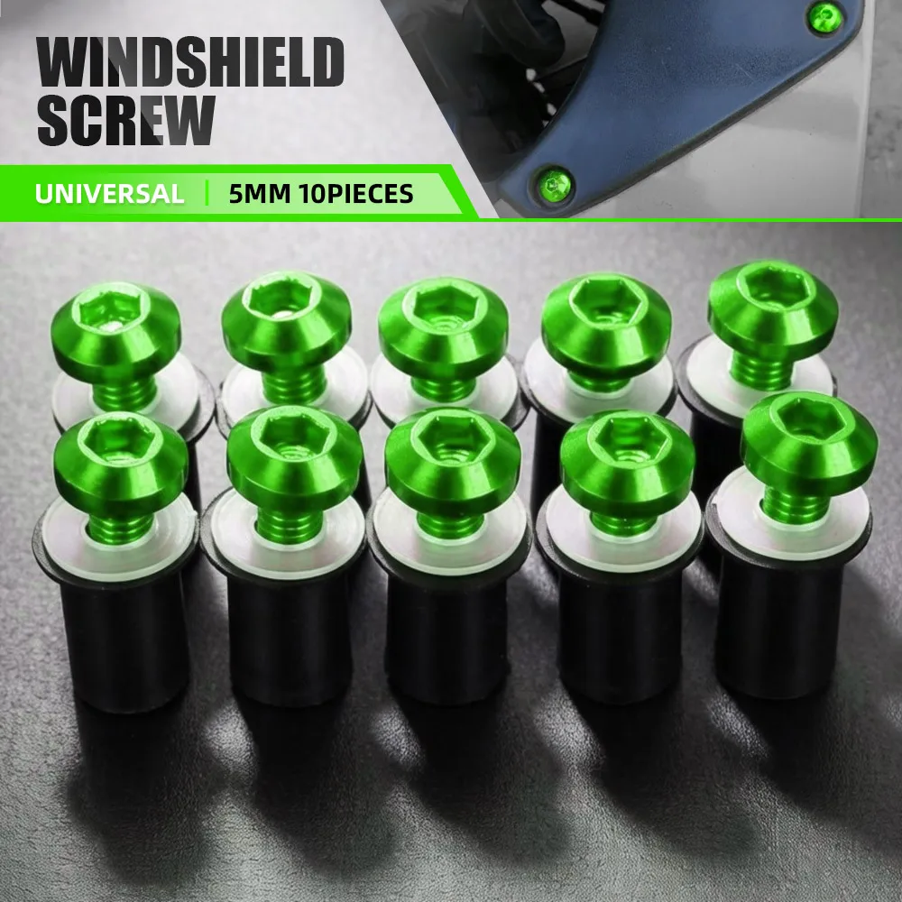 10PCS M5 5mm Windscreen Windshield Bolts Screw Kits For KAWASAKI versys 1000 Versys650 Versys 300X x300 2008-2020 2021 2022 2023
