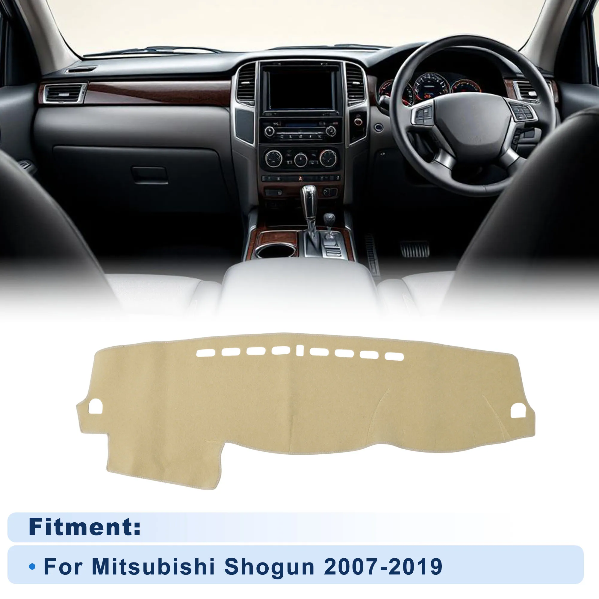 

UXCELL Dash Cover for Mitsubishi Shogun 2007-2019 Without HUD Polyester Beige 1 set