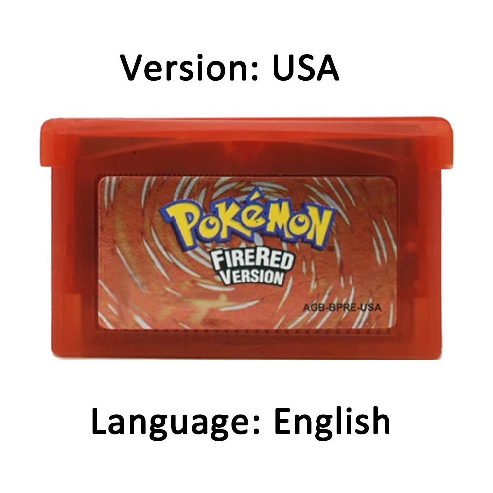 Pokemon Series GBA Game 32-Bit Video Game Cartridge Console Card Ruby FireRed Sapphire Emerald LeafGreen USA Version for GBA NDS