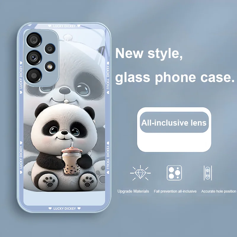 Milk Tea Bear for Samsung Galaxy Note 8 9 10 S10 Plus S20 S21 FE S23 Ultra A70 72 73 50 51 52 53 Tempered Glass Hard Phone Case