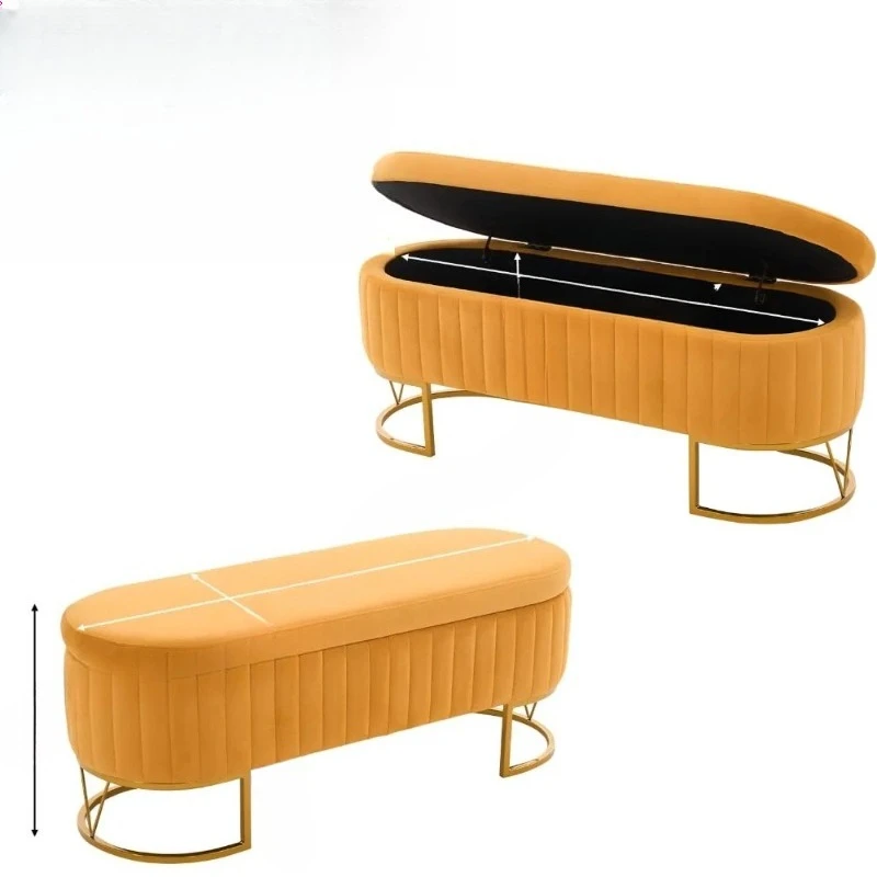 

Upholstered Ottoman Bench with Gold Legs for Bedroom, Entryway, Living and Dining Spaces