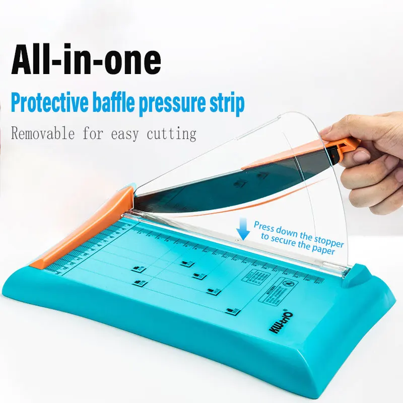 Mini Plastic High Efficiency Lightweight Paper Cutter Portable Photo Paper Cutter Built-in Ruler Simple Cutter Office Supplies